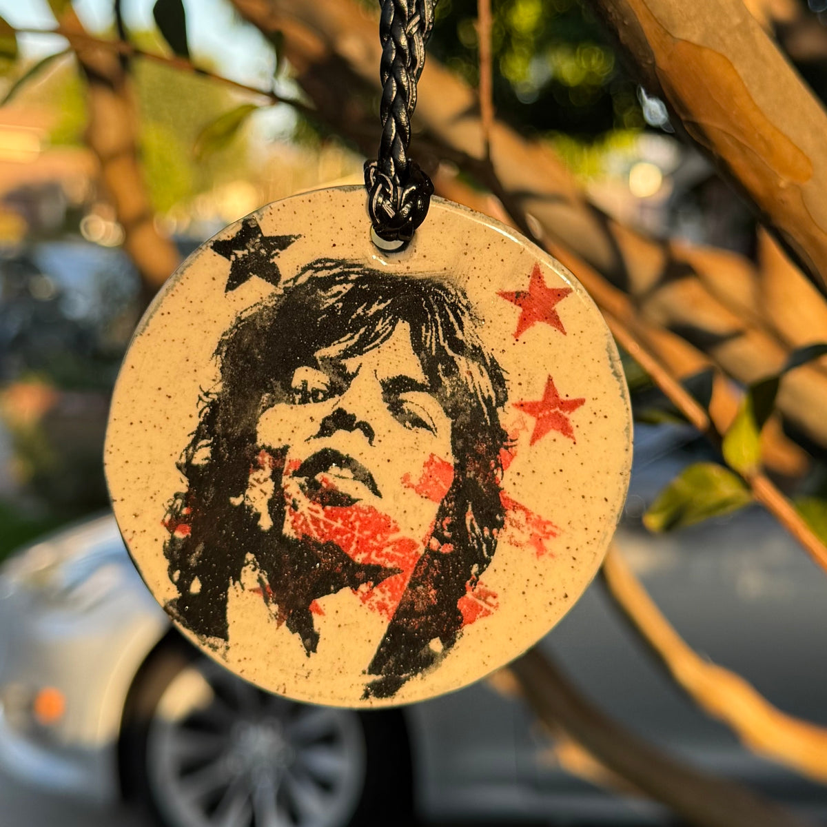 Rock & Roll Screen Printed Ceramic Christmas Ornament