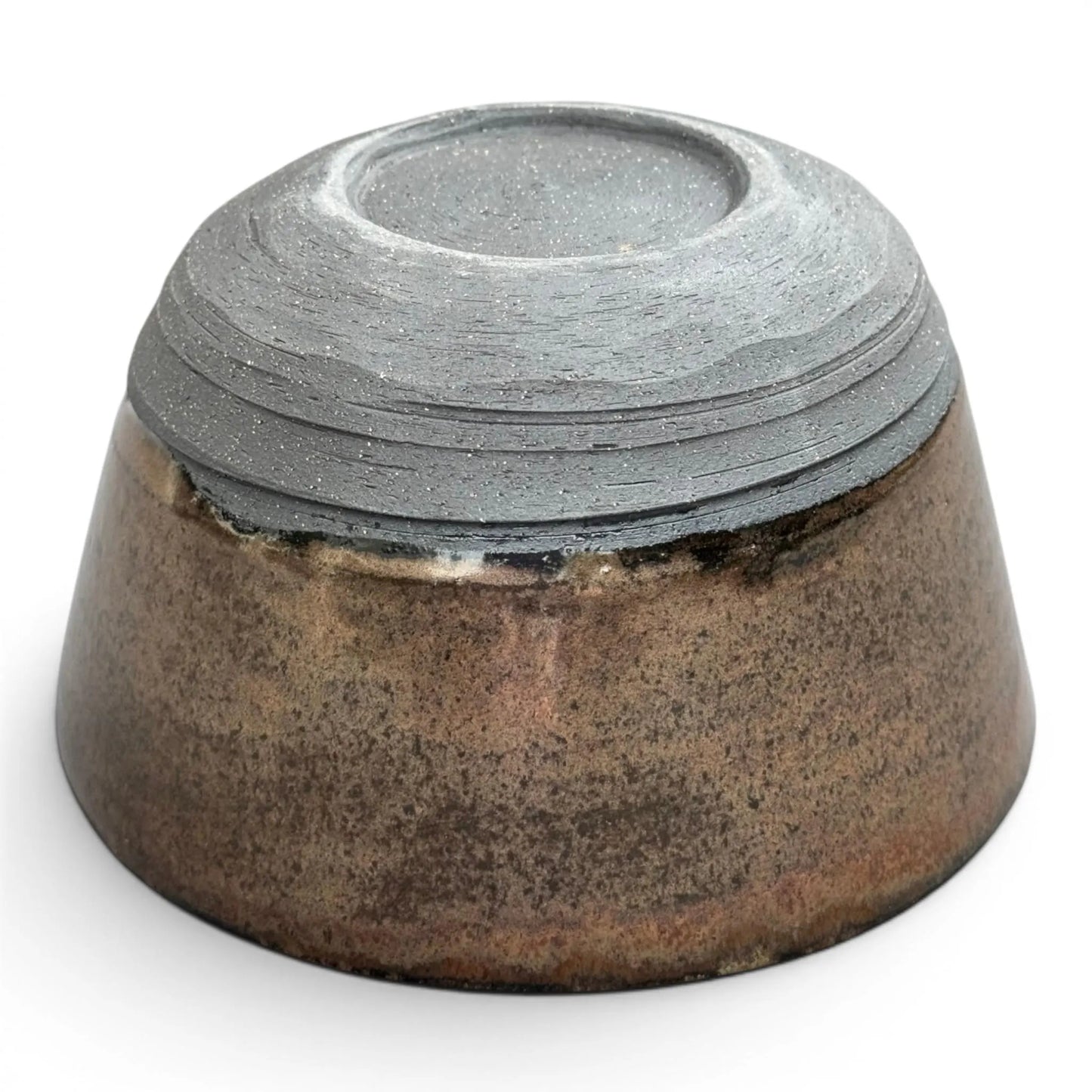 Blue & Copper Bowl | Medium Wheel Thrown Black Clay Stoneware | Handmade Pottery