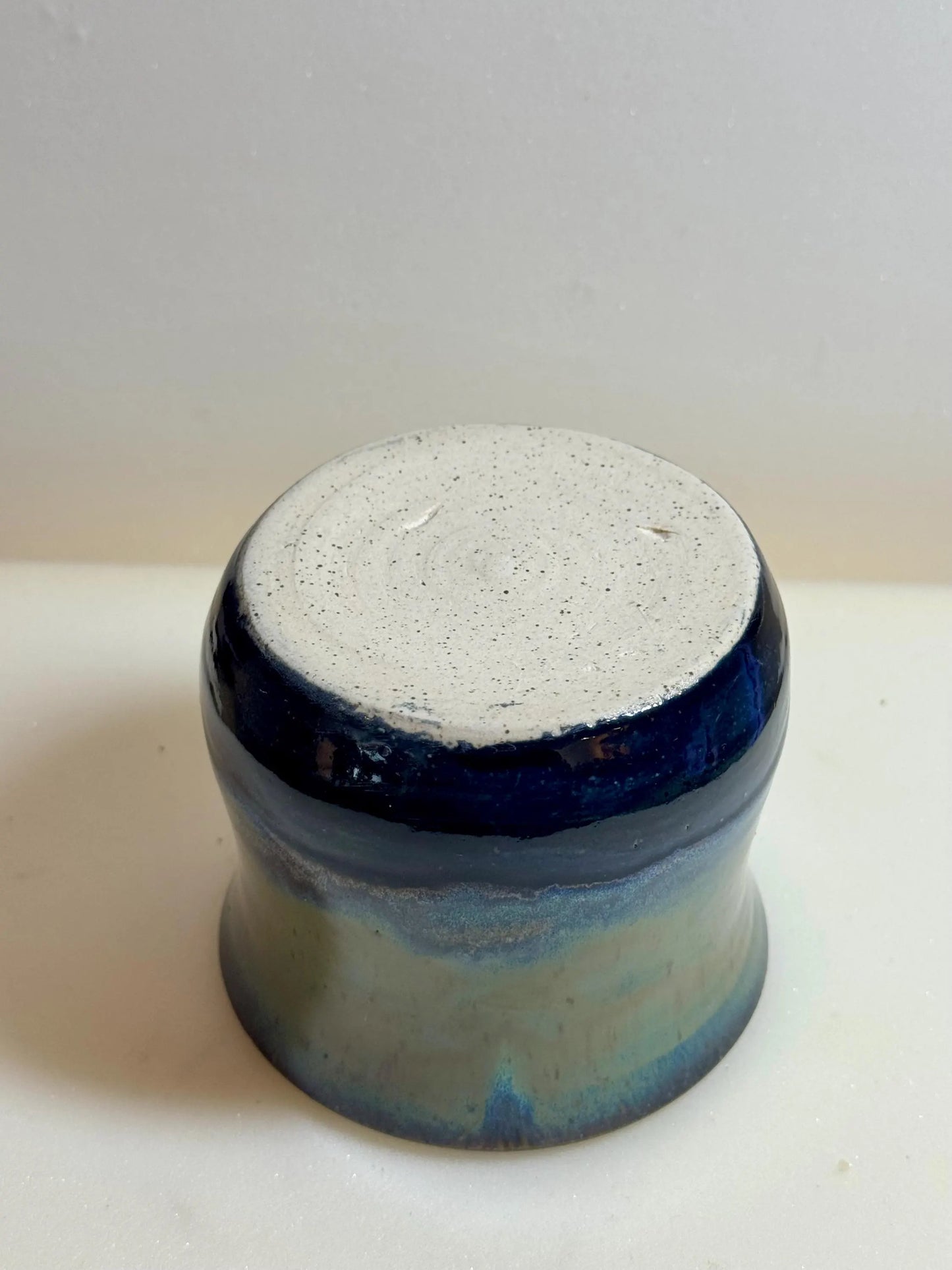 Blue & Green Flowing Glaze Tumbler | 8 oz Speckled Porcelain | Handmade Wheel-Thrown Pottery