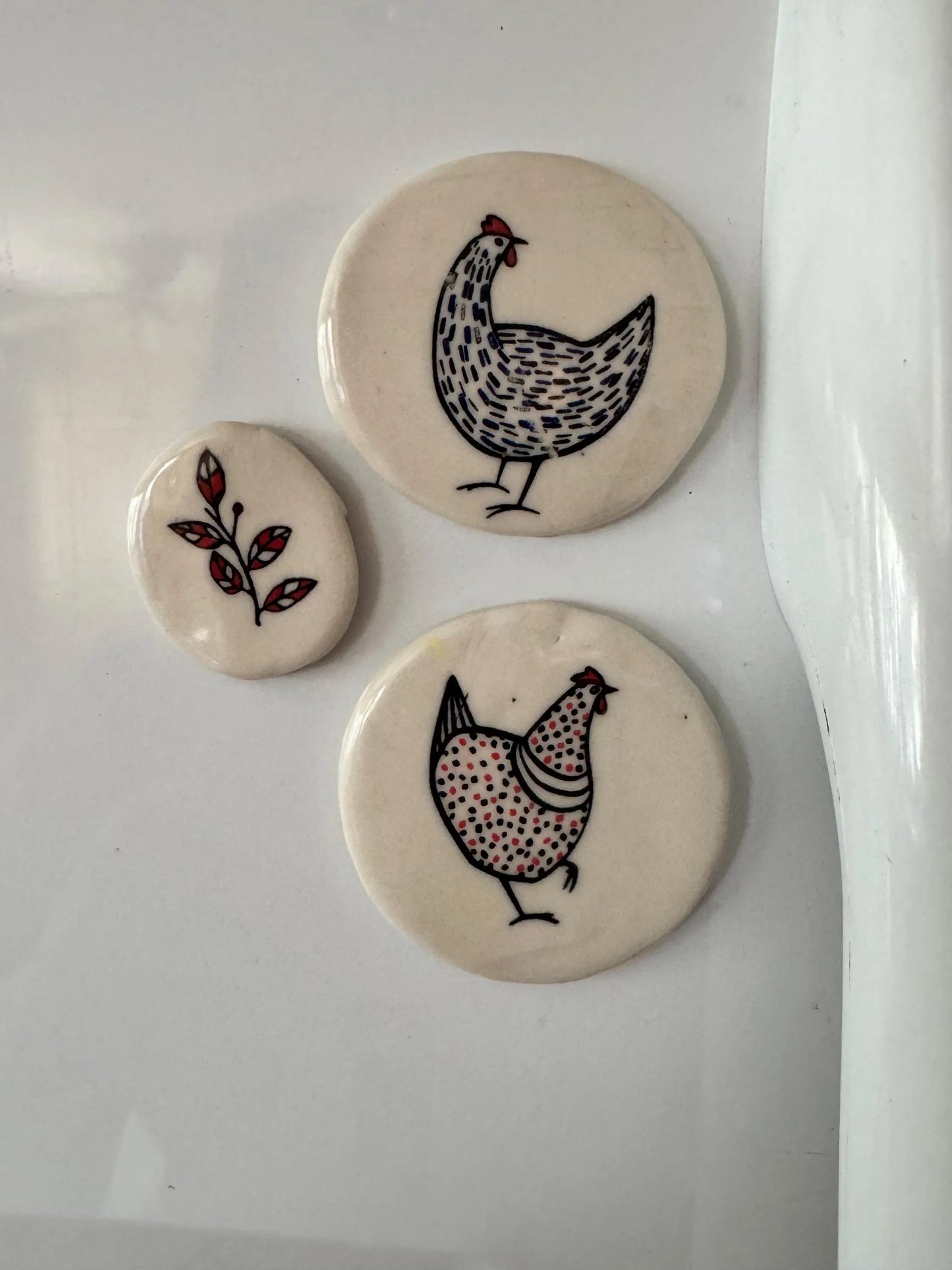 Chicken Magnet Set of 3 | Handmade Ceramic Stoneware | Farmhouse Kitchen Decor