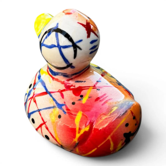 Yellow Star | Hand-Painted Pop Art Ceramic Duck | Original Punk Art by Legend