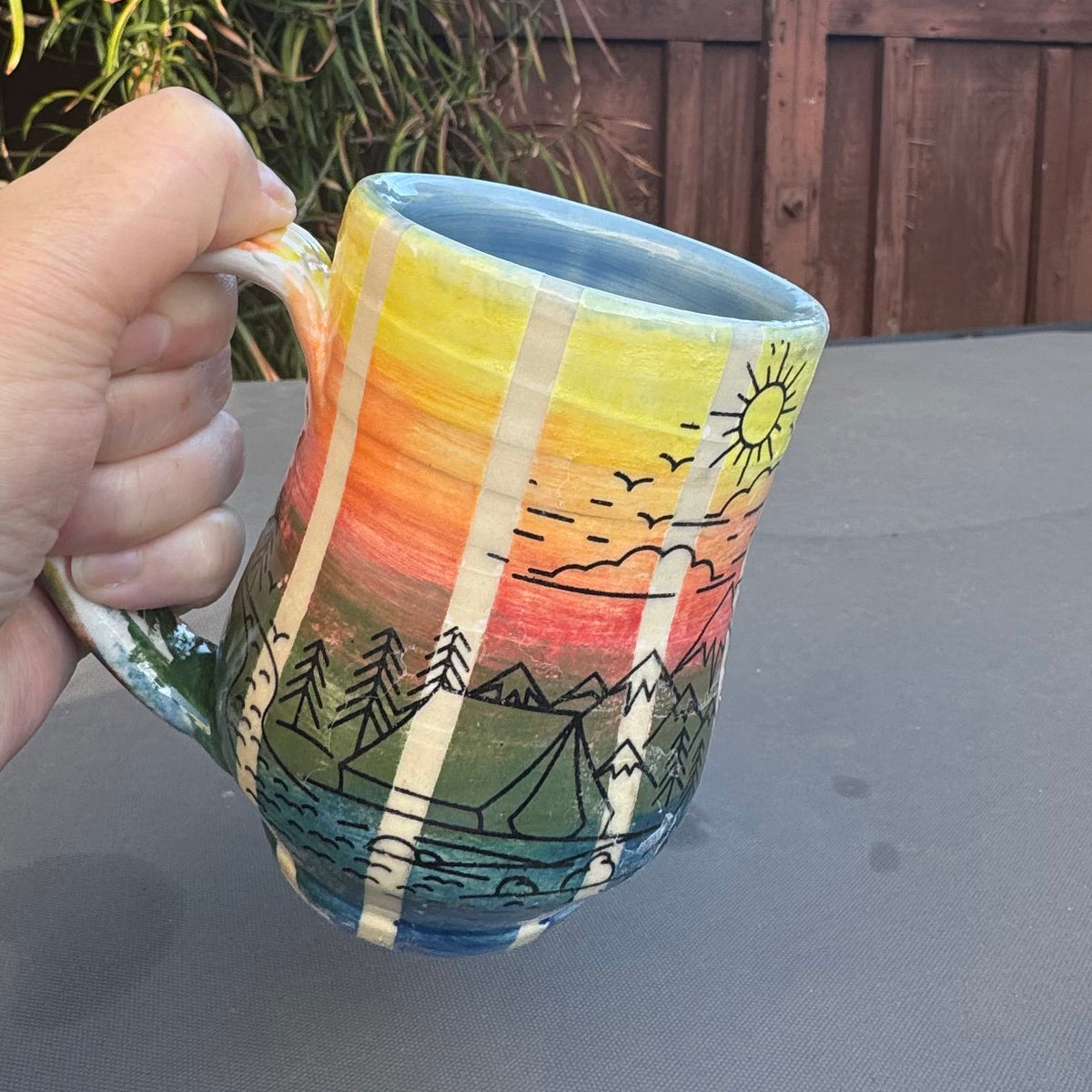 Sunset Mountain Camping 10 Oz Stoneware Mug
