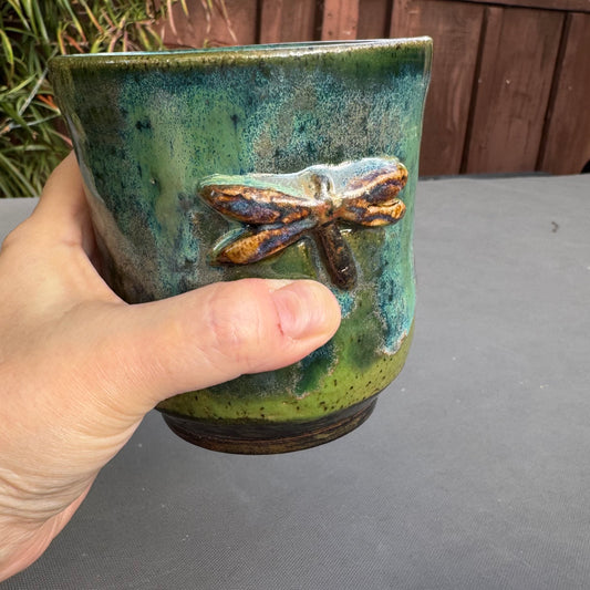 Dragonfly Green & Turquoise 16 Oz Stoneware Tumbler