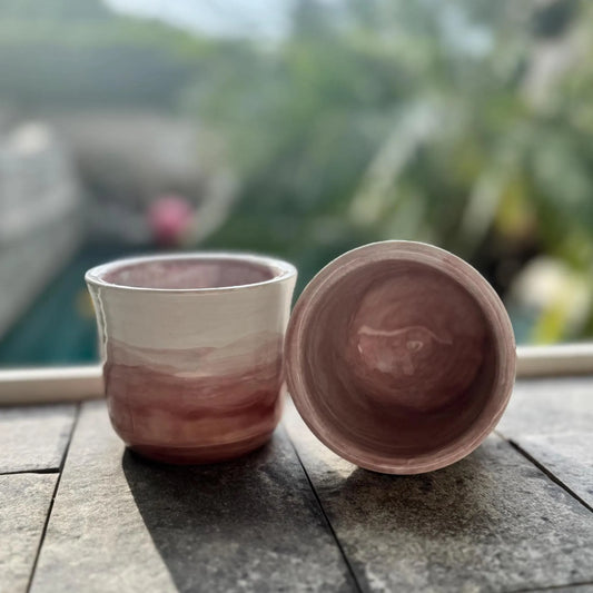 Handmade Porcelain Tumbler | White & Pink Ombre Glaze | 8 oz Ceramic Cup | Wheel-Thrown Tea Cup | Wine Tumbler | Whiskey Cup