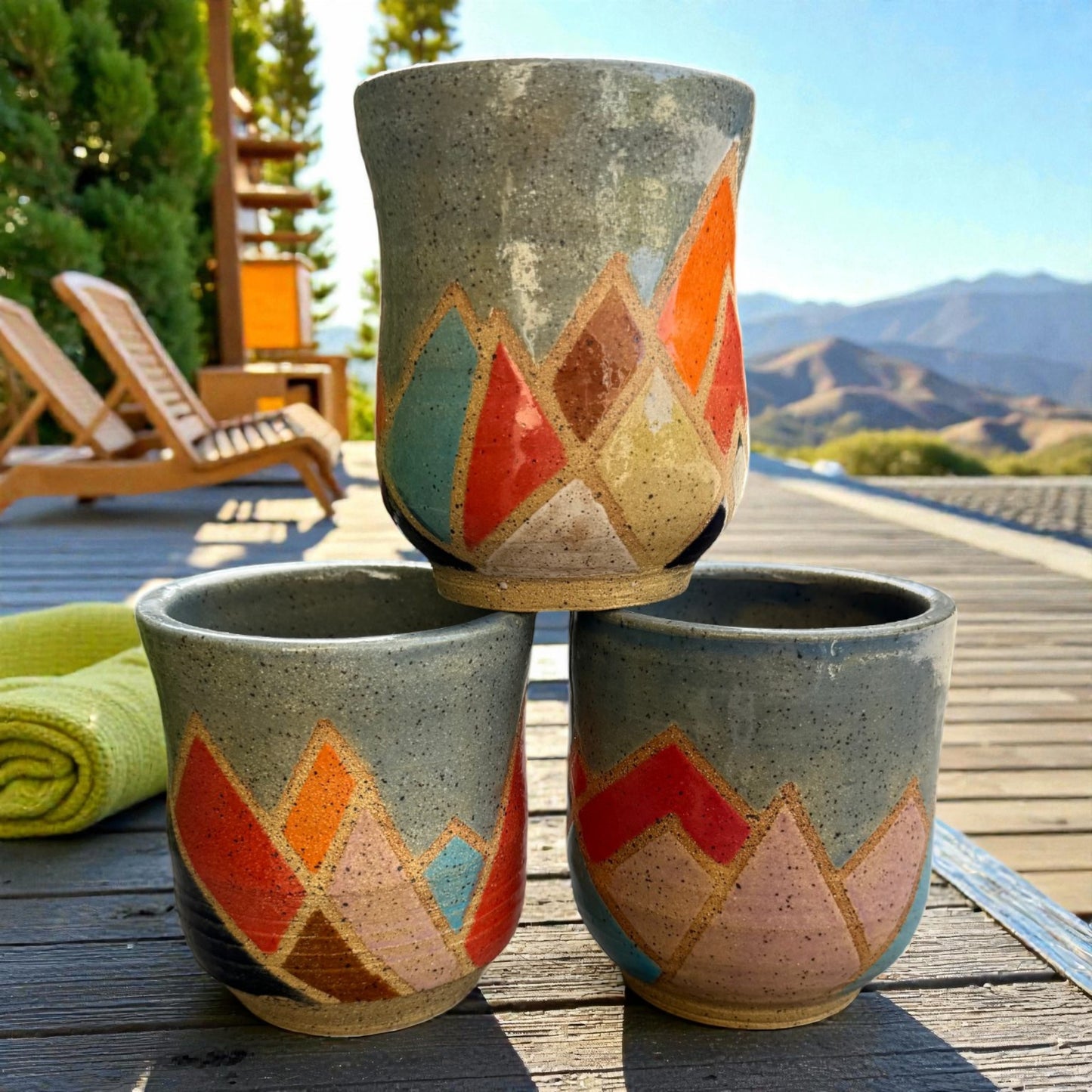 Mountain Mug | Speckled Earth Tone Stoneware | Modern Geometric Handmade Pottery