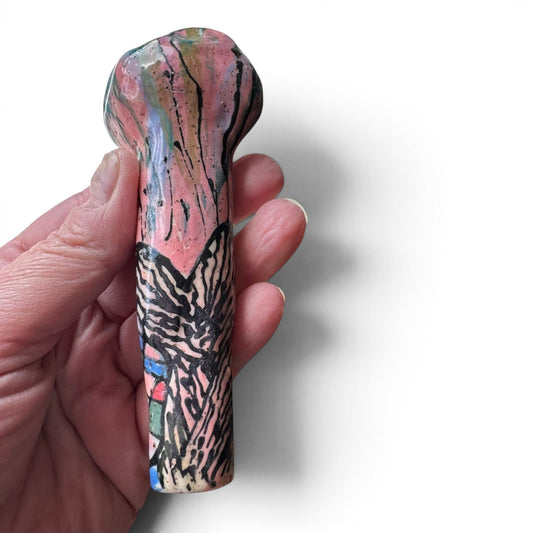 Handmade Stoneware Mermaid Pipe | Colorful Art Pipe | One of a Kind Ceramic Pipe