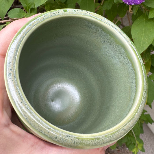 Sage Green Glaze | Wheel-Thrown Ceramic Tumbler 12oz | Handmade Stoneware by Stacia