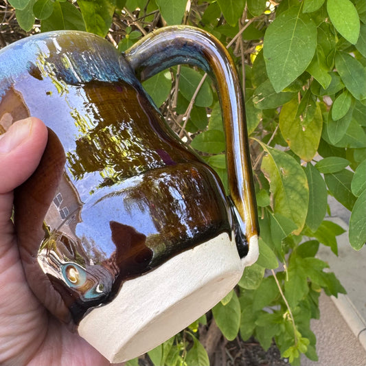 Castile Blue & Turkish Amber Mug | 12 oz Wheel Thrown Stoneware | Handmade Pottery Coffee Cup