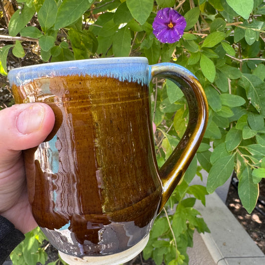Castile Blue & Turkish Amber Mug No 2 | 12 oz Wheel Thrown Stoneware | Handmade Pottery Coffee Cup (Copy)