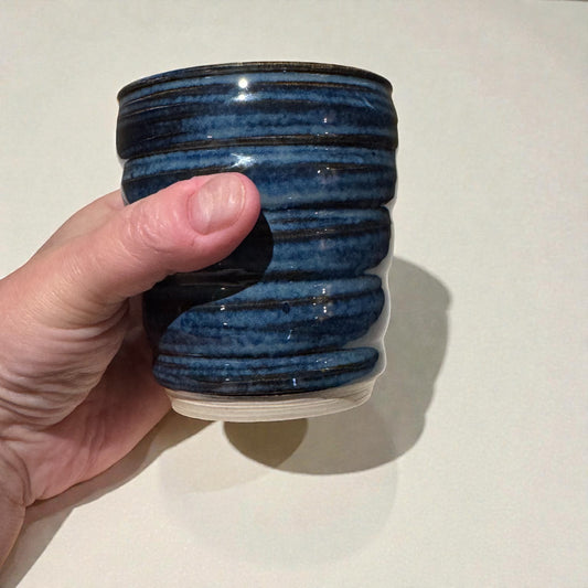 Blue Textured Tumbler No. 2 | Wheel-Thrown Stoneware | Handmade Coffee Tea or Whiskey Cup