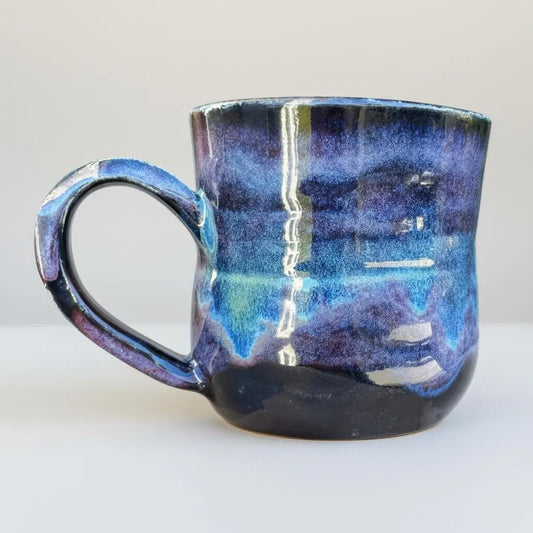 Blue & Purple Handmade Northern Lights Stoneware Mug
