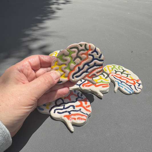 Handmade Ceramic Brain Magnet | Colorful Stoneware Refrigerator Magnet