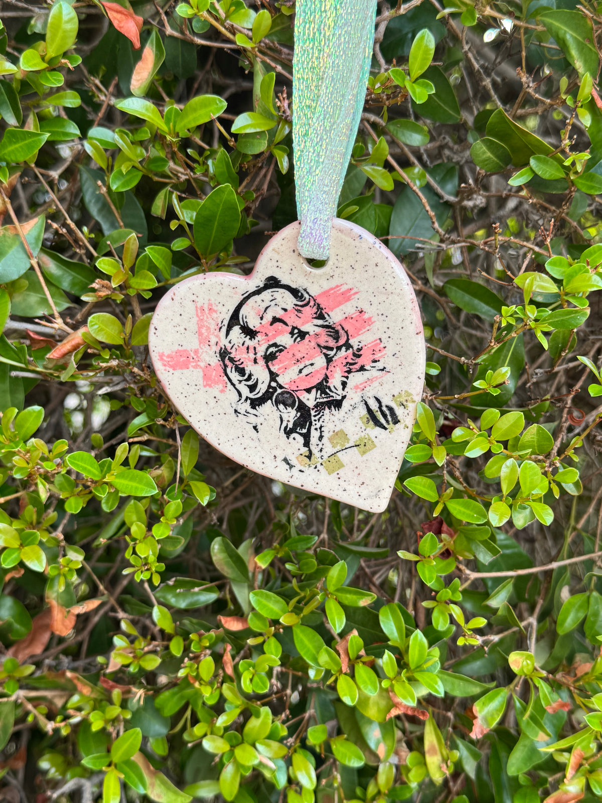 Dolly Parton Pop Art Stoneware Heart Ornament