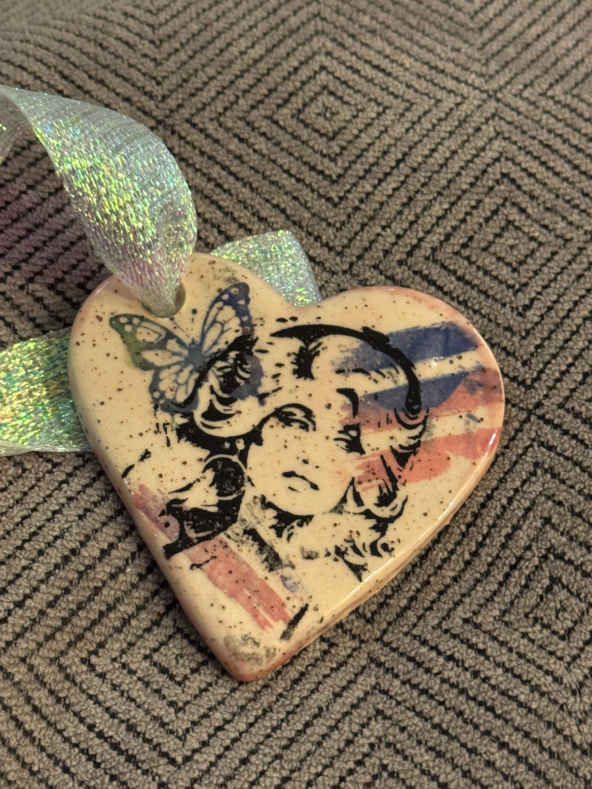 Dolly Parton Pop Art Stoneware Heart Ornament