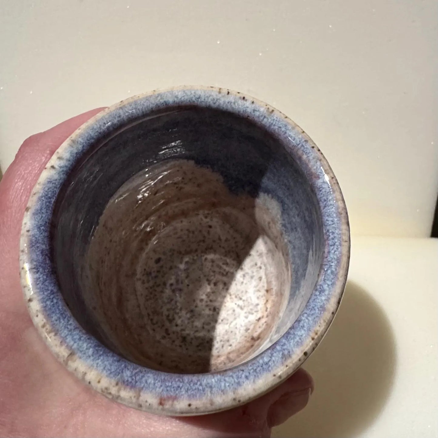 Handmade Ceramic Tumbler | 10 oz | Soft Blue & Lavender Glaze | Floral Relief Pottery Cup #2