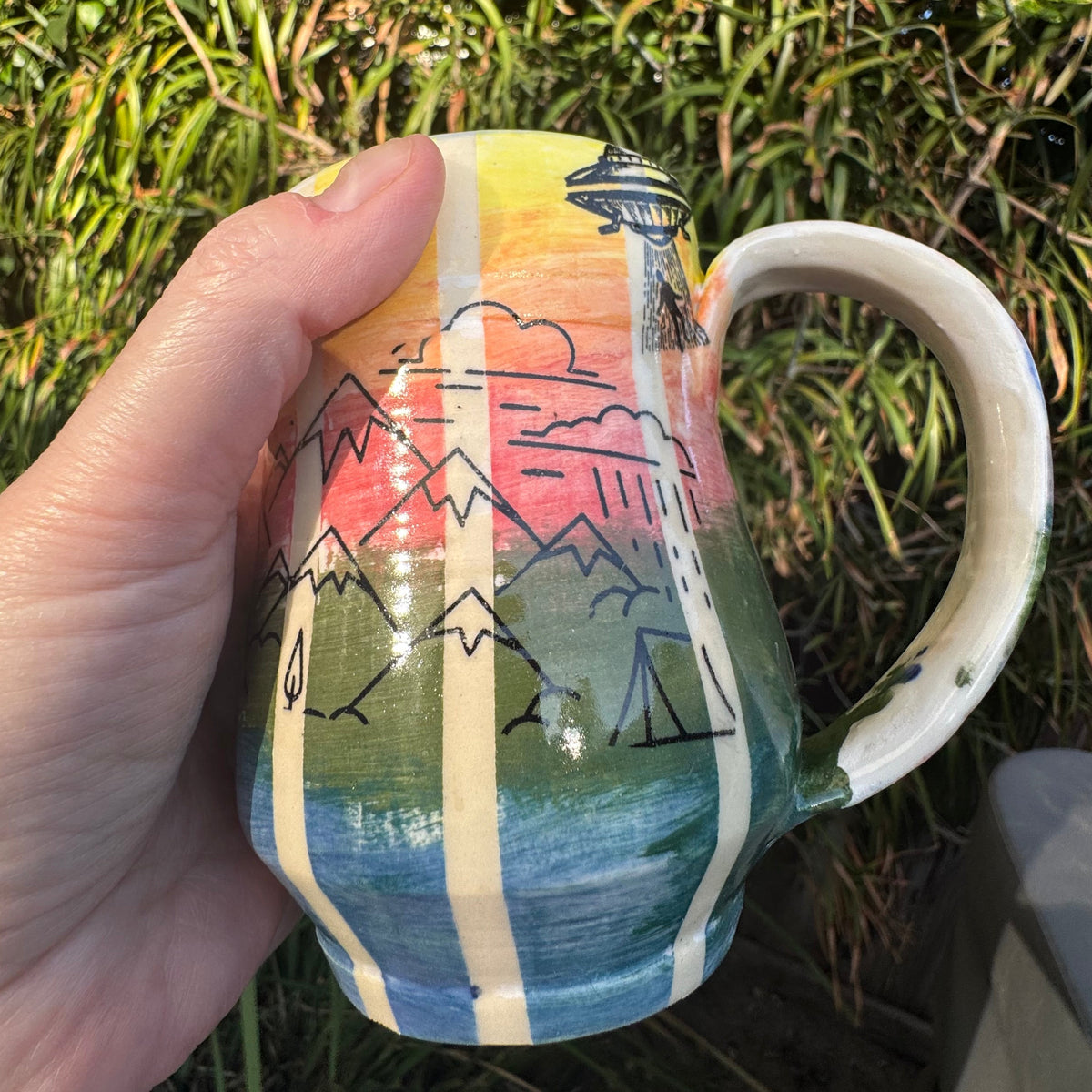 Sunset Mountain Camping 10 Oz Stoneware Mug
