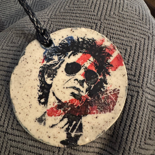 Rock & Roll Screen Printed Ceramic Christmas Ornament