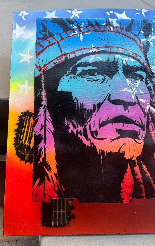 Upcycled 3-D Pizza Box Native American-Inspired Wall Art – 24" x 24"