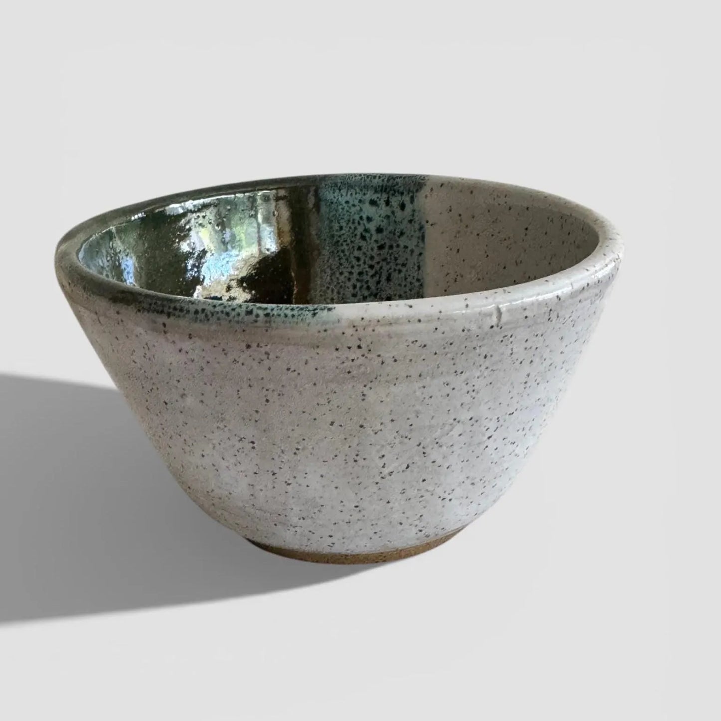 Green & Cream Serving Bowl | 2 Cup Speckled Stoneware | Handmade Small Pottery Dish