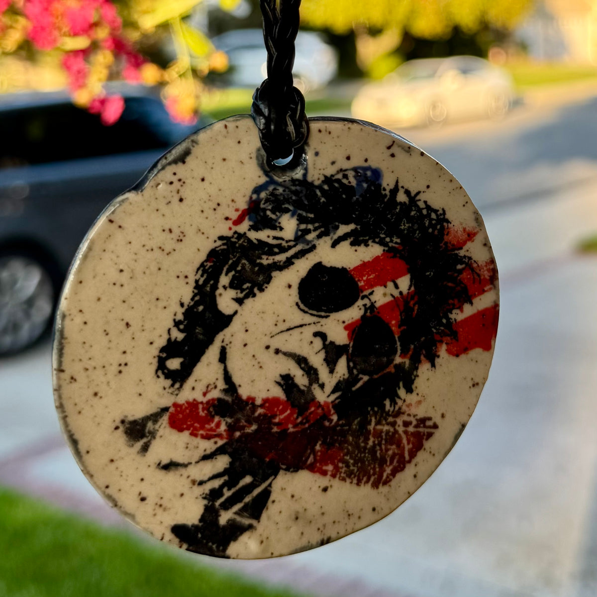 Rock & Roll Screen Printed Ceramic Christmas Ornament