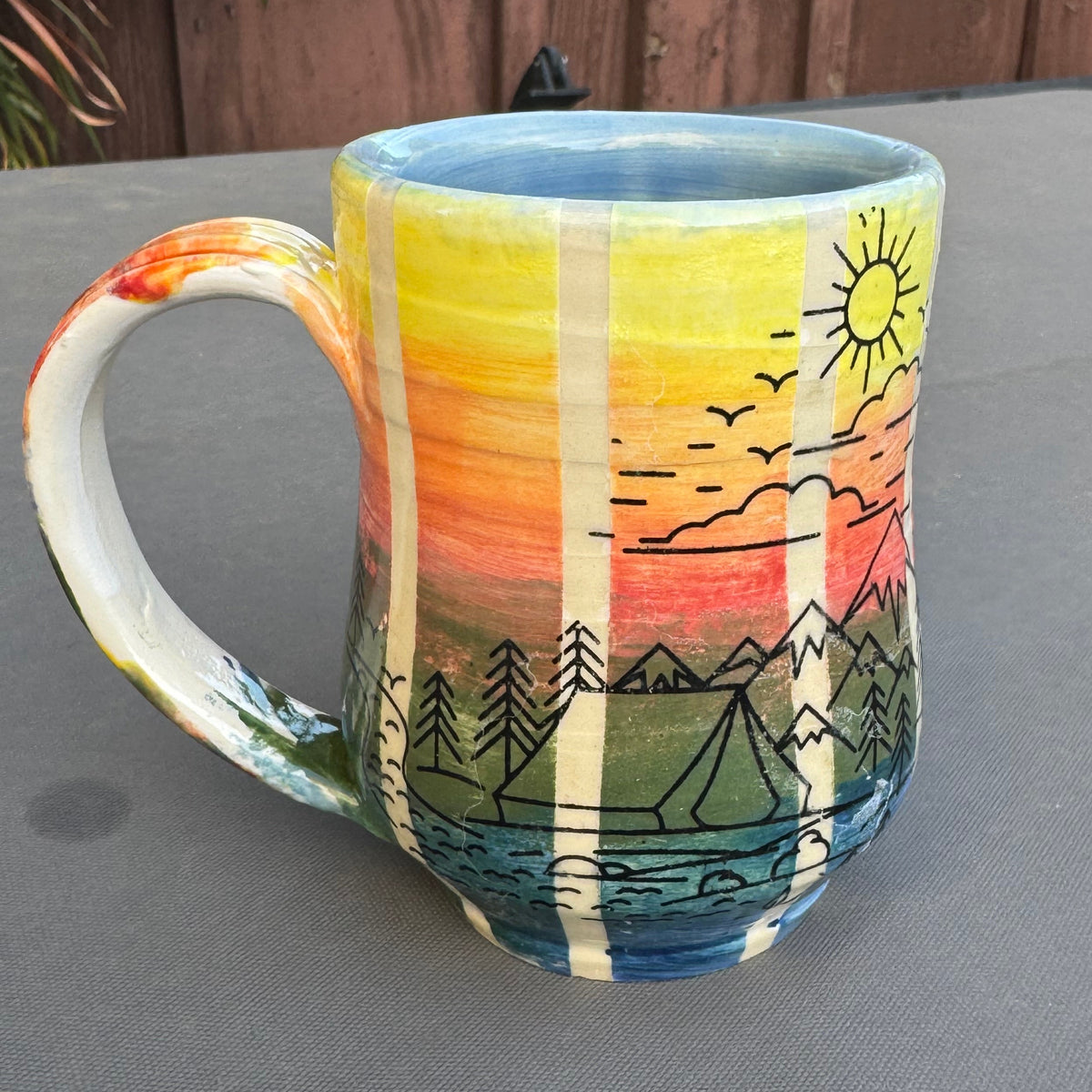 Sunset Mountain Camping 10 Oz Stoneware Mug