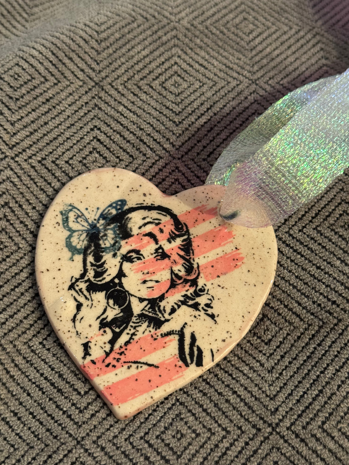 Dolly Parton Pop Art Stoneware Heart Ornament