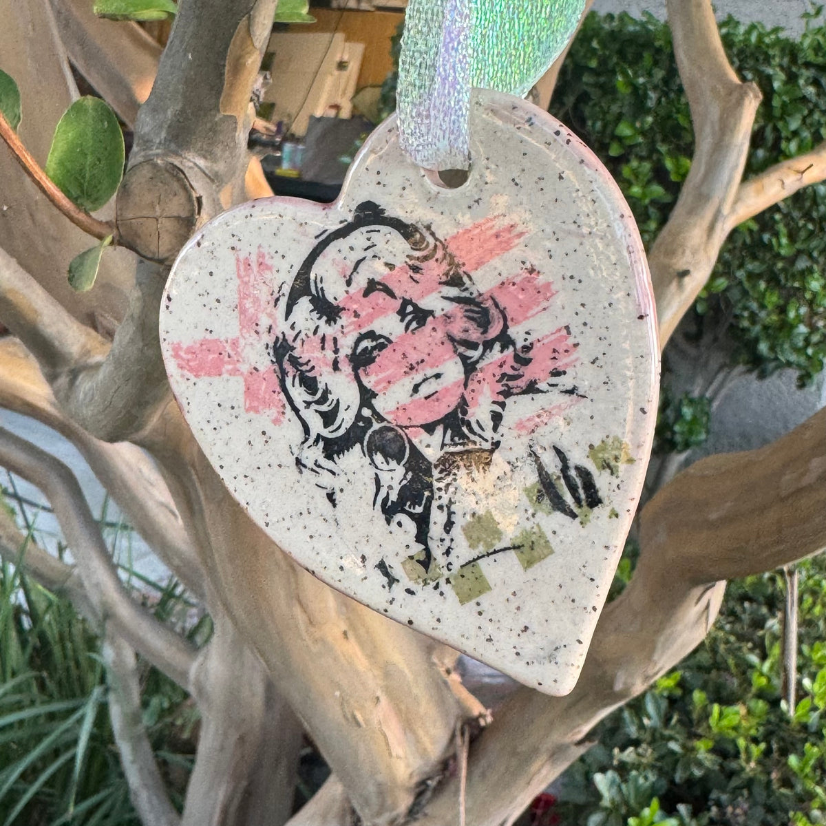 Dolly Parton Pop Art Stoneware Heart Ornament