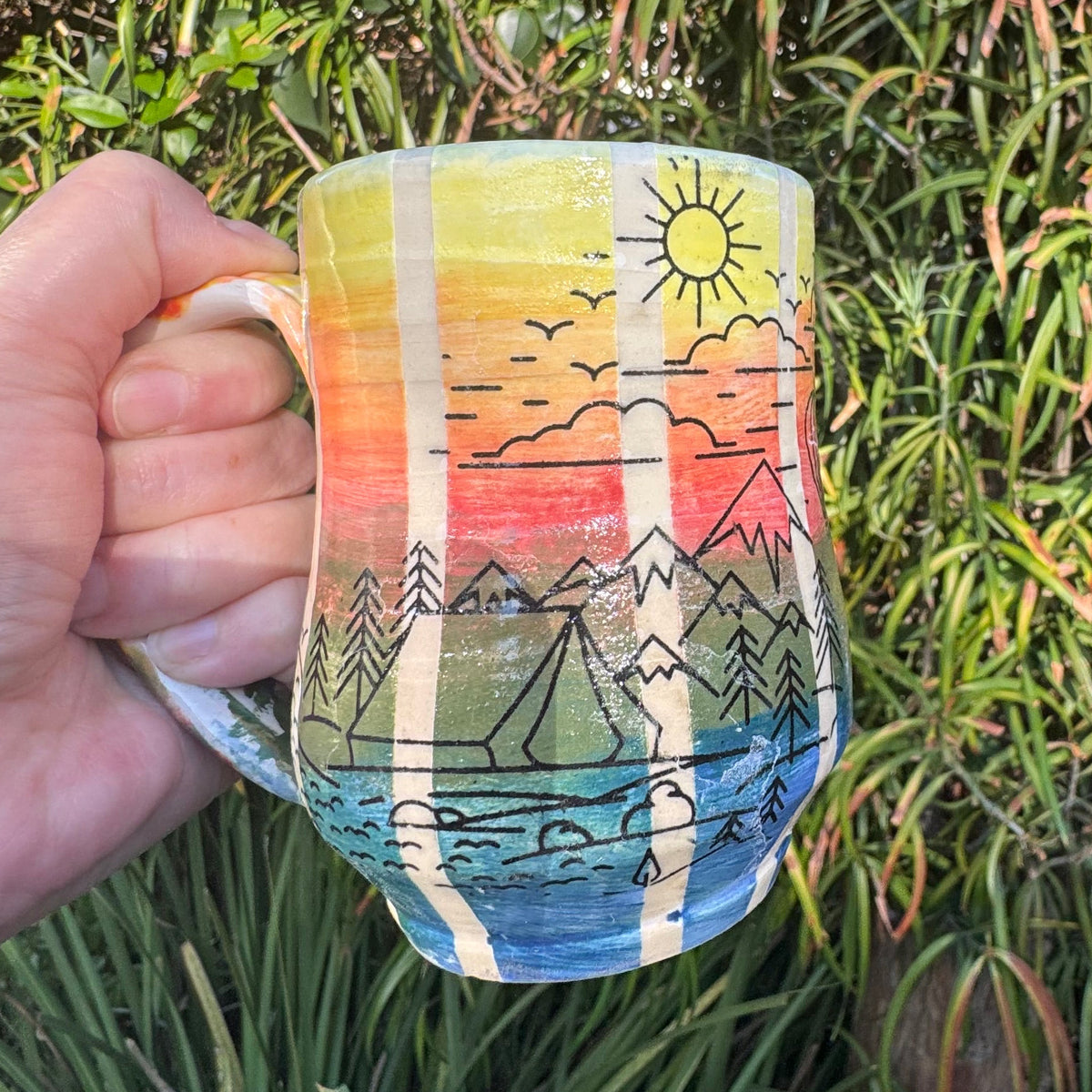 Sunset Mountain Camping 10 Oz Stoneware Mug