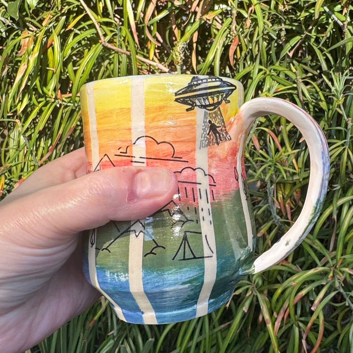 Sunset Mountain Camping 10 Oz Stoneware Mug