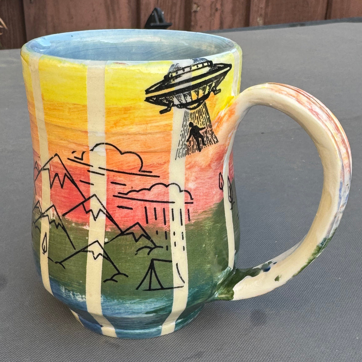 Sunset Mountain Camping 10 Oz Stoneware Mug