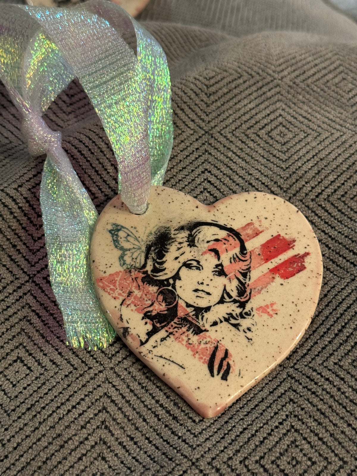 Dolly Parton Pop Art Stoneware Heart Ornament