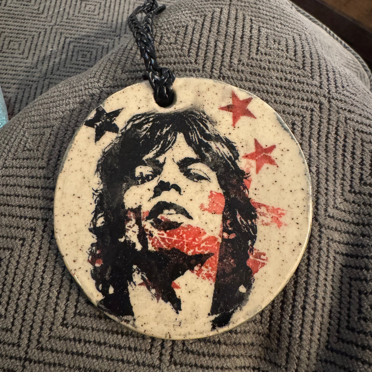 Rock & Roll Screen Printed Ceramic Christmas Ornament
