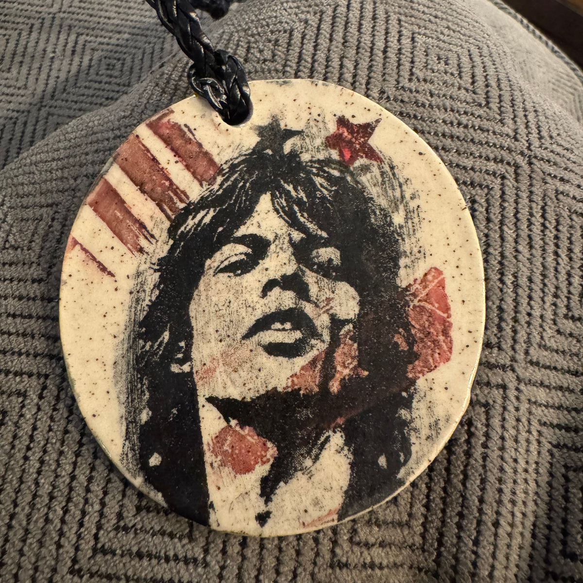 Rock & Roll Screen Printed Ceramic Christmas Ornament