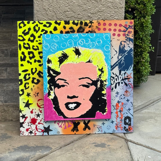 Marilyn-Inspired Dimensional Pop Art on Wood – 24” x 24”