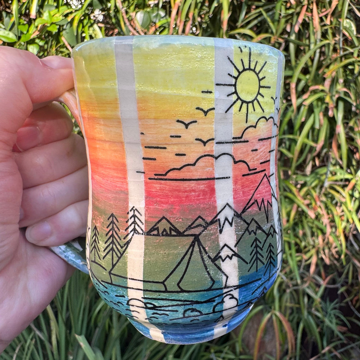 Sunset Mountain Camping 10 Oz Stoneware Mug