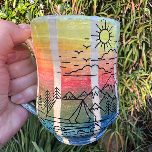 Sunset Mountain Camping 10 Oz Stoneware Mug