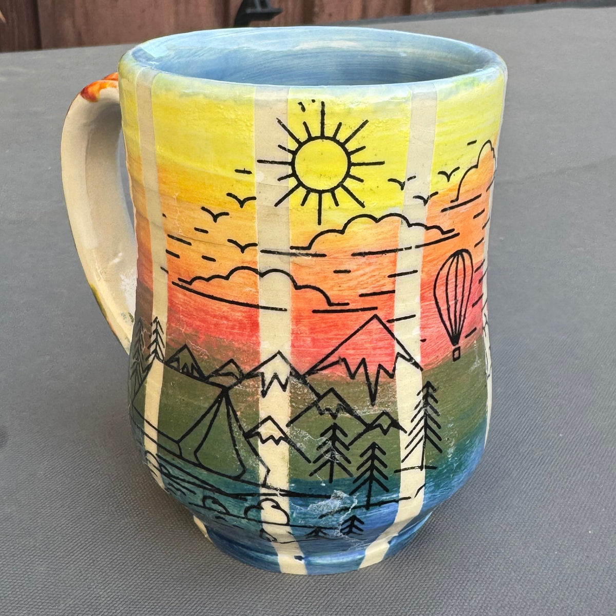 Sunset Mountain Camping 10 Oz Stoneware Mug