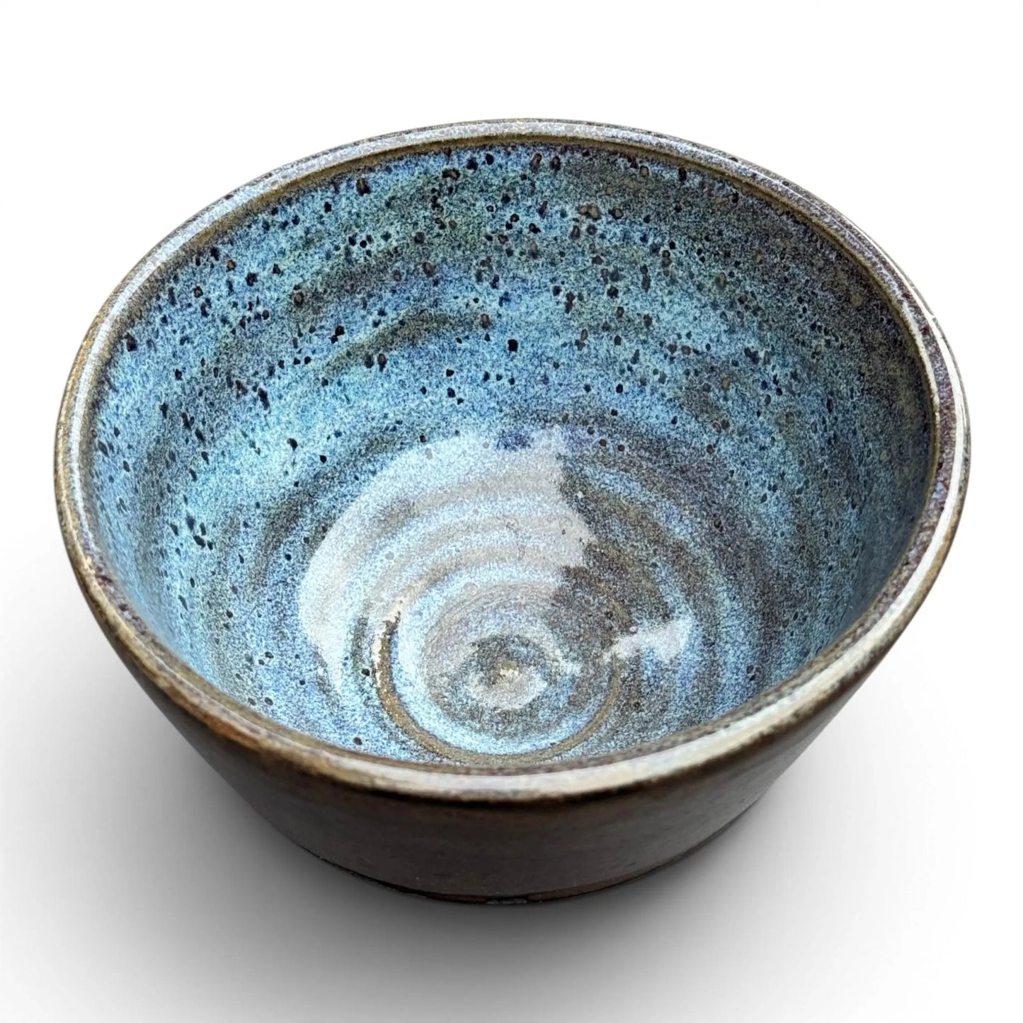 Blue & Copper Bowl | Medium Wheel Thrown Black Clay Stoneware | Handmade Pottery