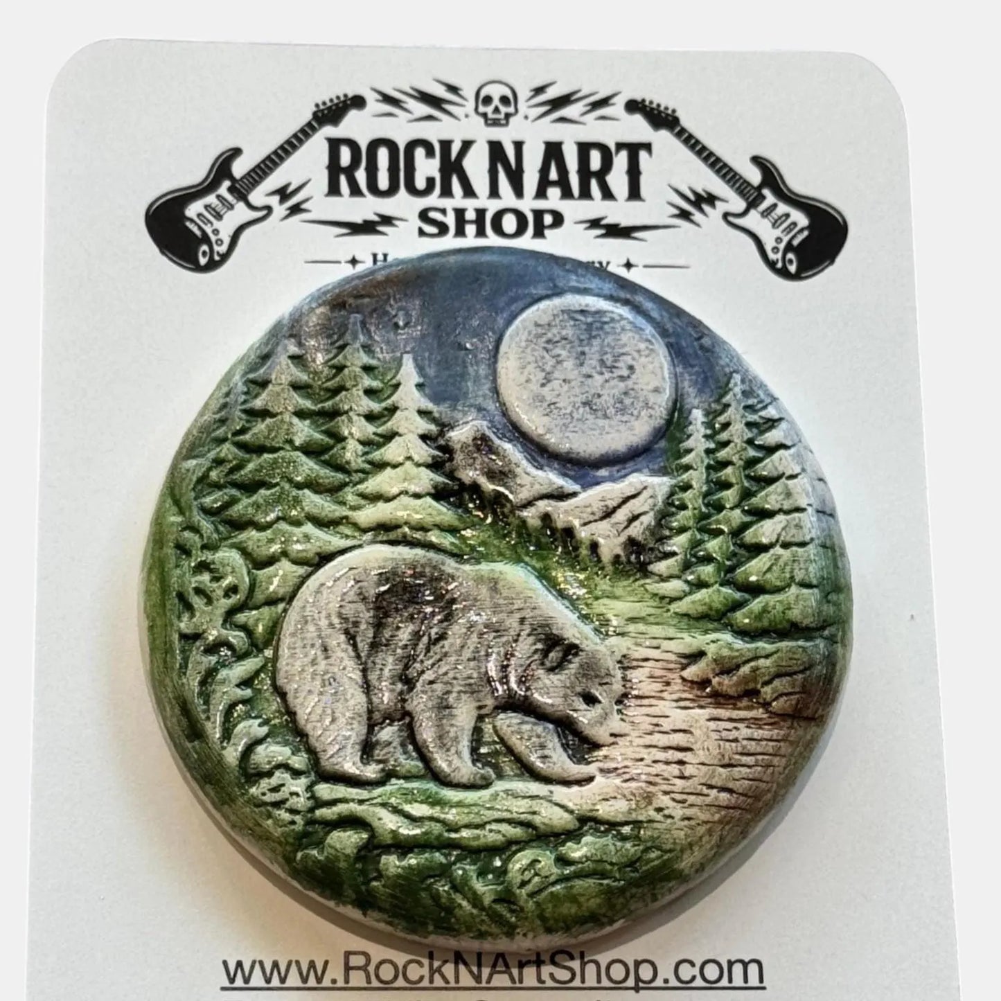 Porcelain Magnet Set | Bear & Mountain Cabin | Handmade Fridge Magnets | Nature Decor