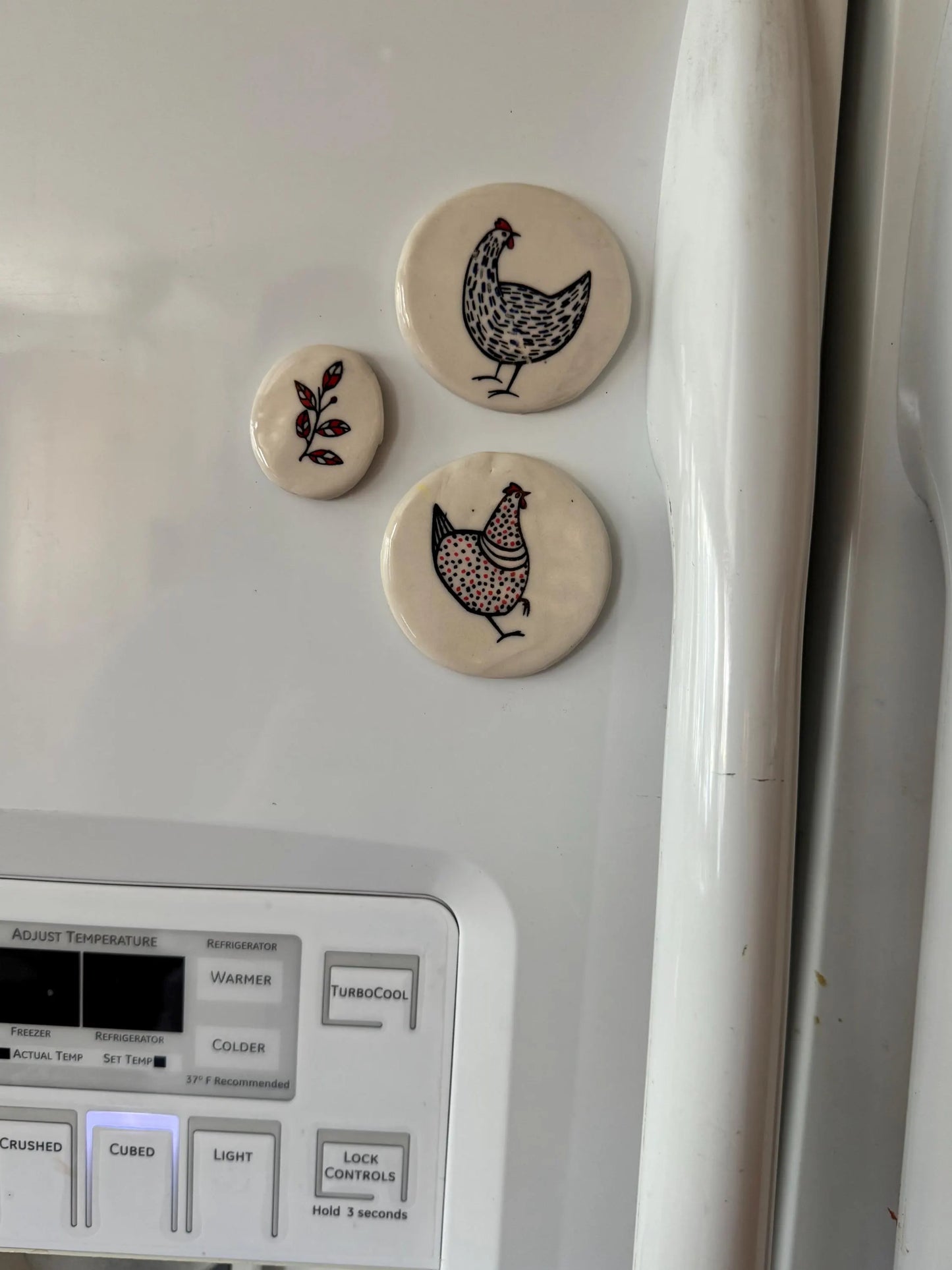 Chicken Magnet Set of 3 | Handmade Ceramic Stoneware | Farmhouse Kitchen Decor