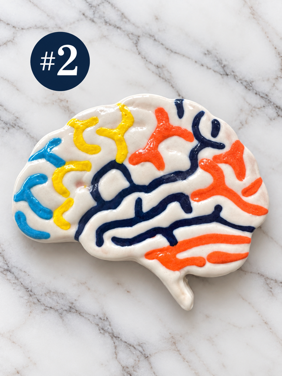 Handmade Ceramic Brain Magnet | Colorful Stoneware Refrigerator Magnet