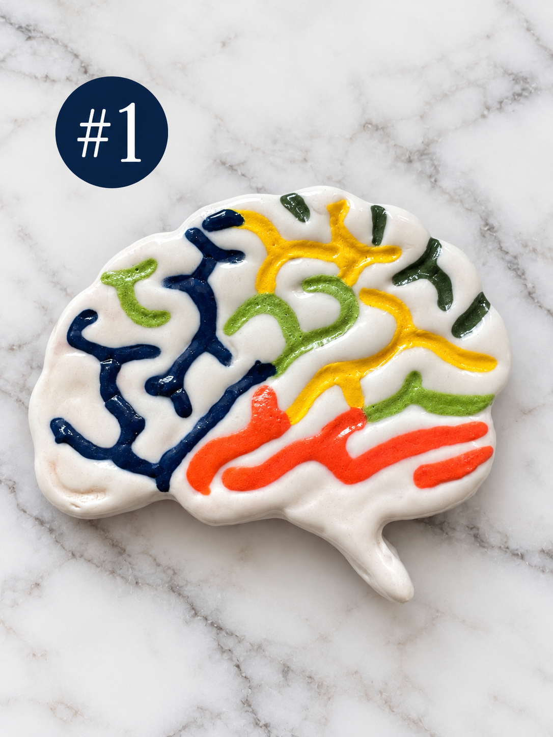 Handmade Ceramic Brain Magnet | Colorful Stoneware Refrigerator Magnet