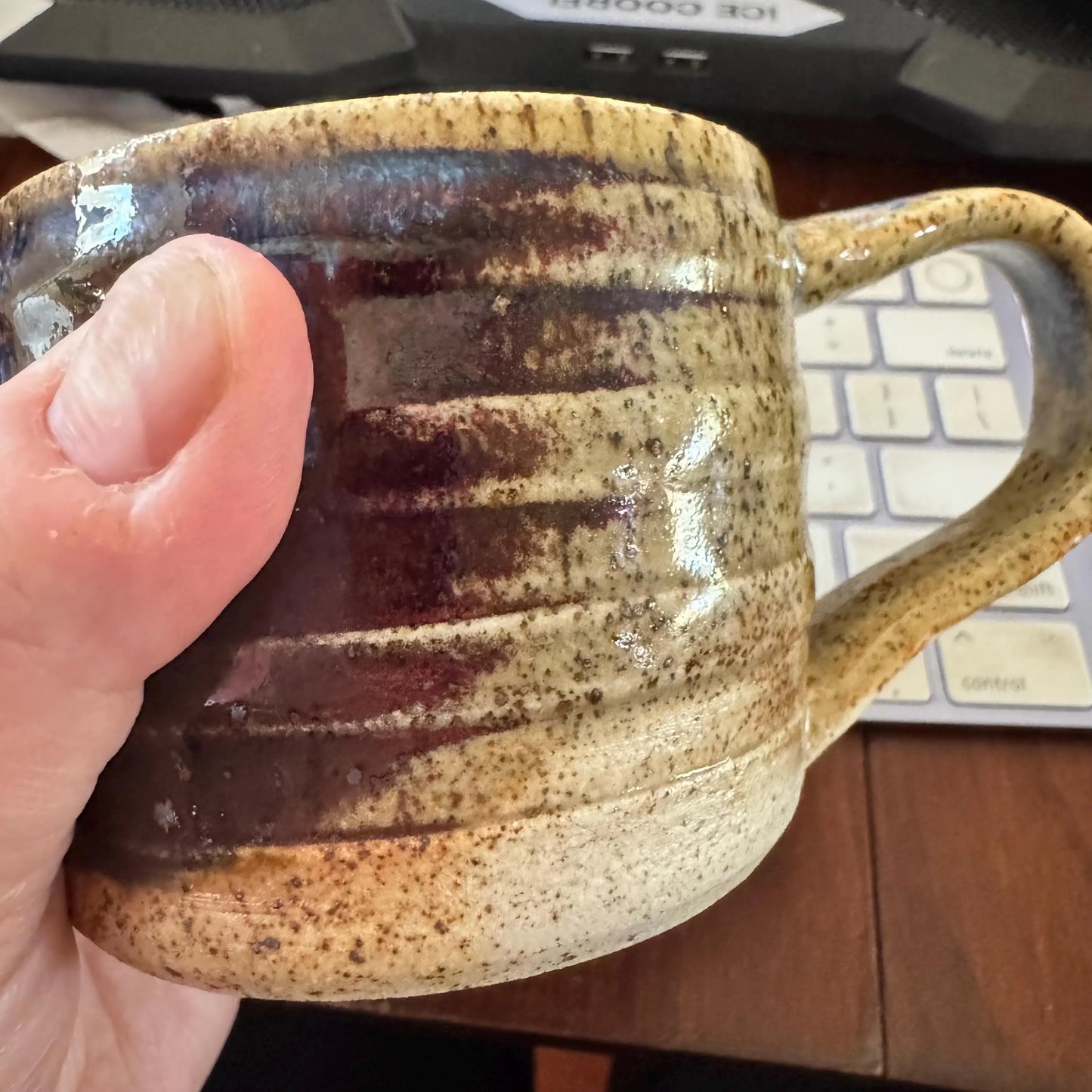 Copper Red & Rutile Blue Espresso Mug | 7 oz Speckled Stoneware | Hand-Thrown Cone 10 Pottery