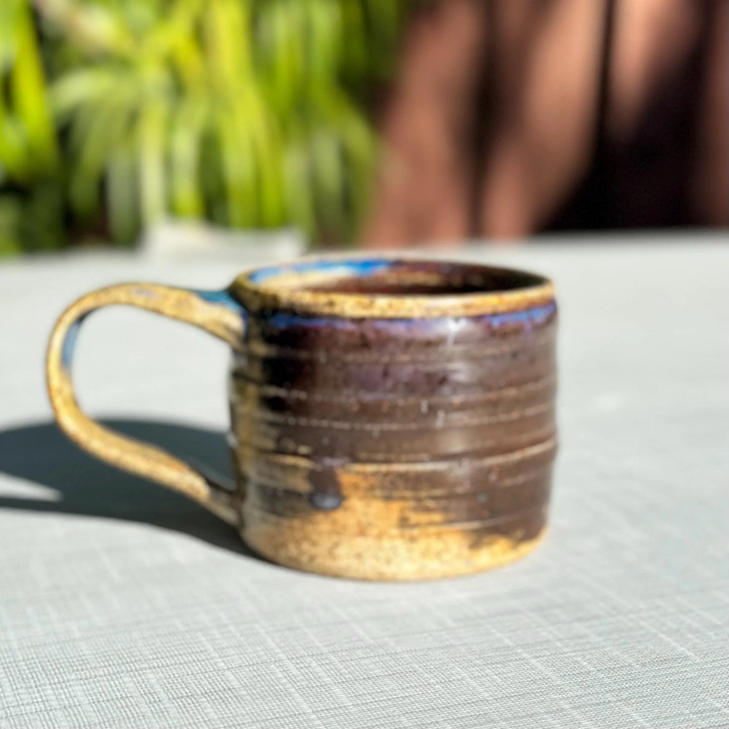 Copper Red & Rutile Blue Espresso Mug | 7 oz Speckled Stoneware | Hand-Thrown Cone 10 Pottery