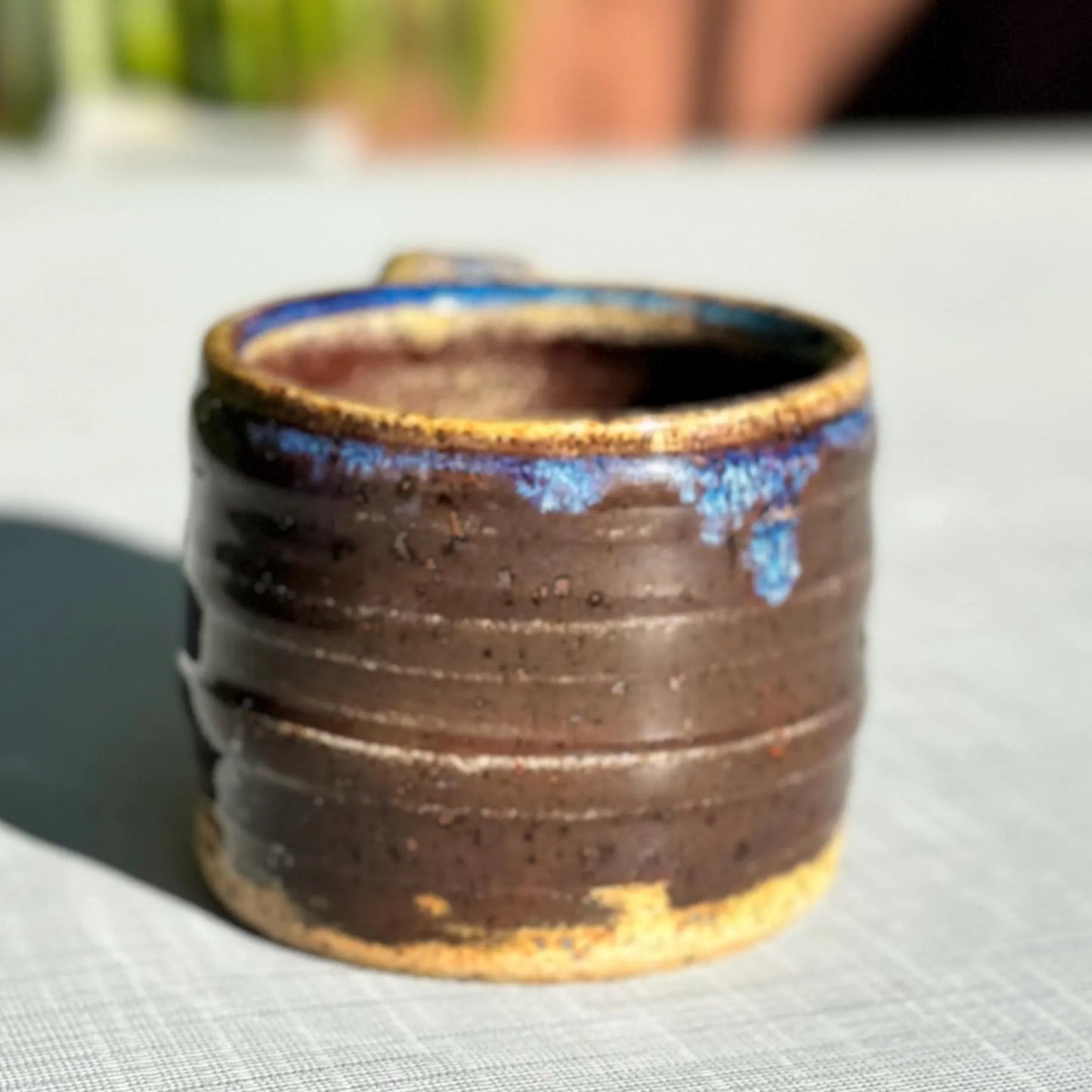 Copper Red & Rutile Blue Espresso Mug | 7 oz Speckled Stoneware | Hand-Thrown Cone 10 Pottery