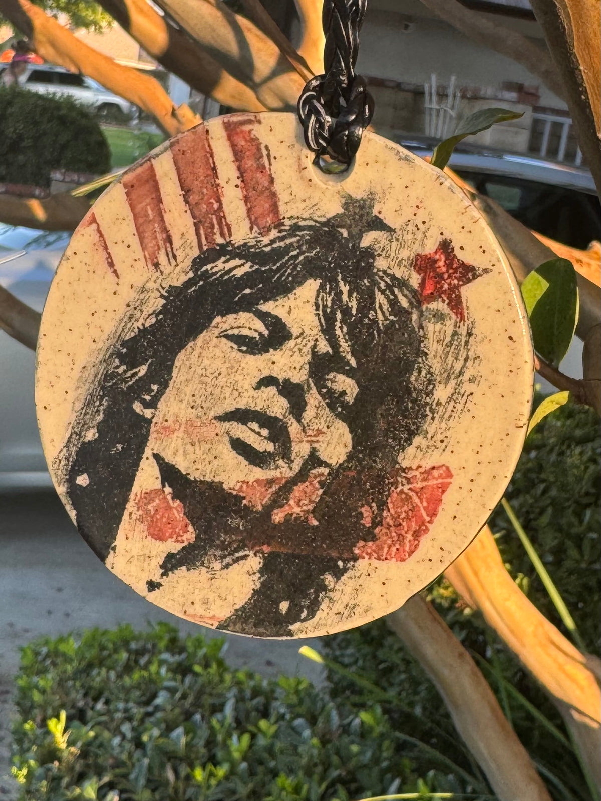 Rock & Roll Screen Printed Ceramic Christmas Ornament