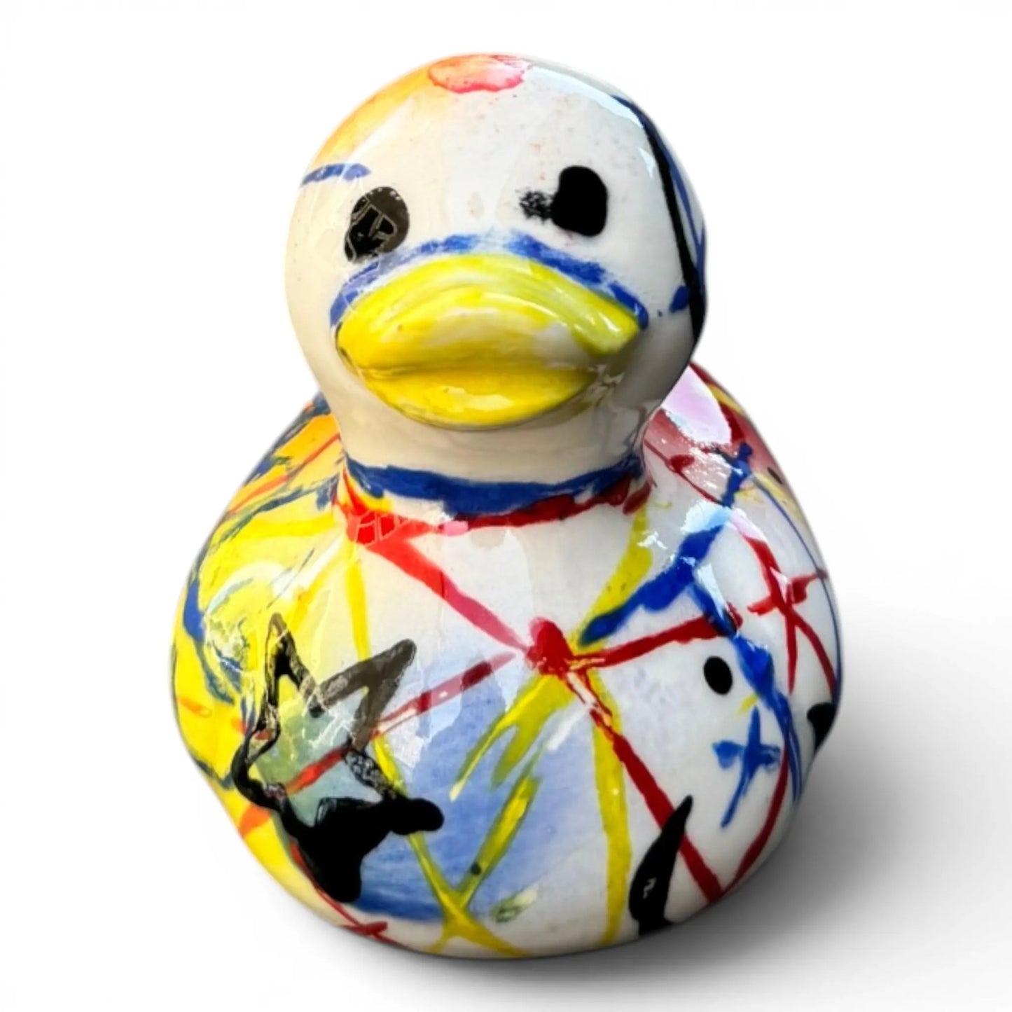 Yellow Star | Hand-Painted Pop Art Ceramic Duck | Original Punk Art by Legend