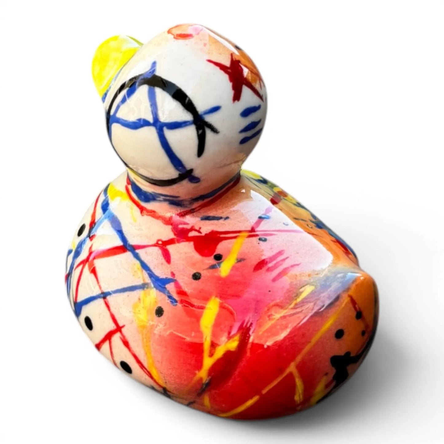 Yellow Star | Hand-Painted Pop Art Ceramic Duck | Original Punk Art by Legend