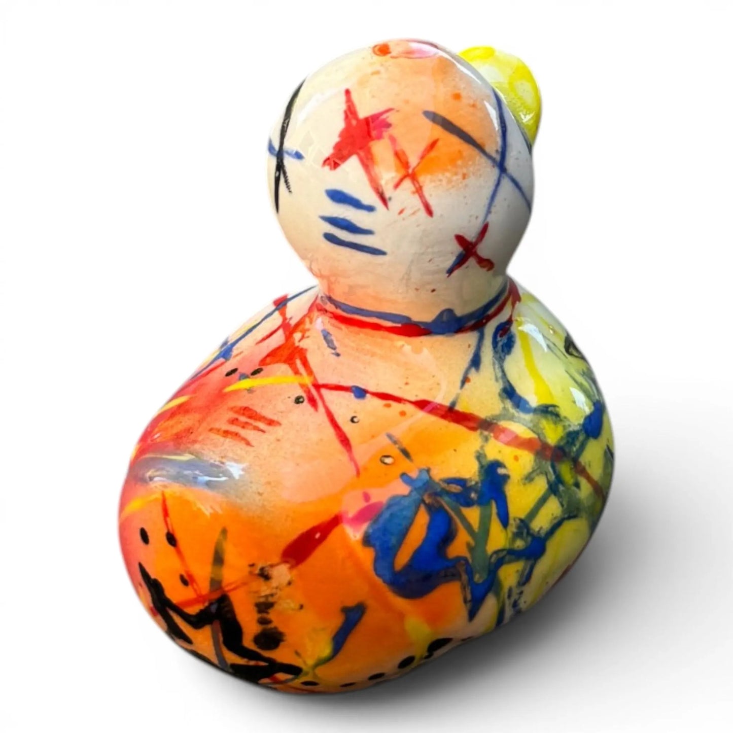 Yellow Star | Hand-Painted Pop Art Ceramic Duck | Original Punk Art by Legend