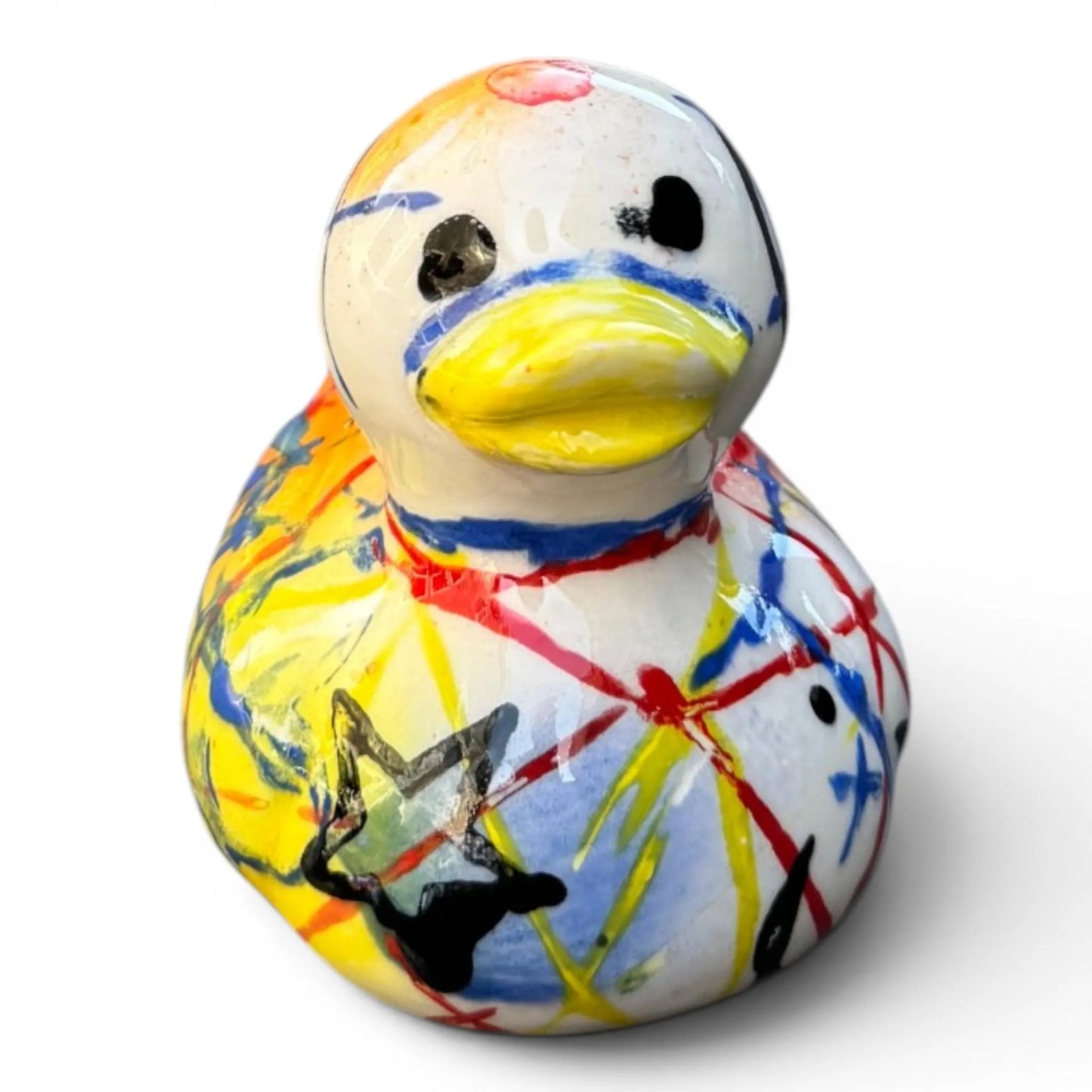Yellow Star | Hand-Painted Pop Art Ceramic Duck | Original Punk Art by Legend